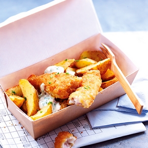*Merlu blanc pané et potatoes façon fish’n chips *Merlu blanc pané et potatoes façon fish’n chips